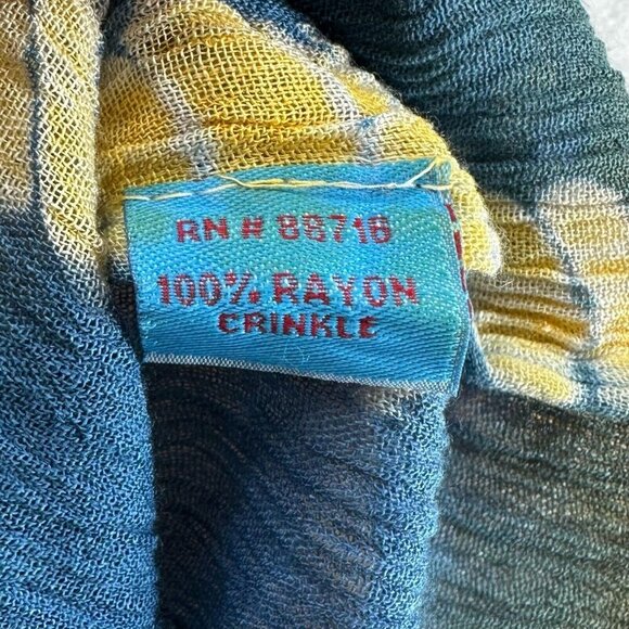 Sunflower Dress FS Tank Mini Floral Embroidered Tie Dye Crinkled Gauze Yellow - Picture 8 of 11